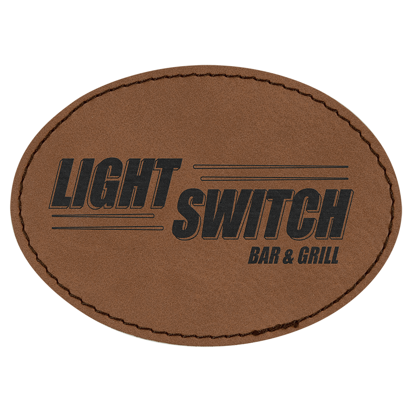Oval Laserable Leatherette Patch with Adhesive